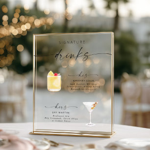 Señal Acrílica Bebidas con Letra de Firma Elegante Moderna