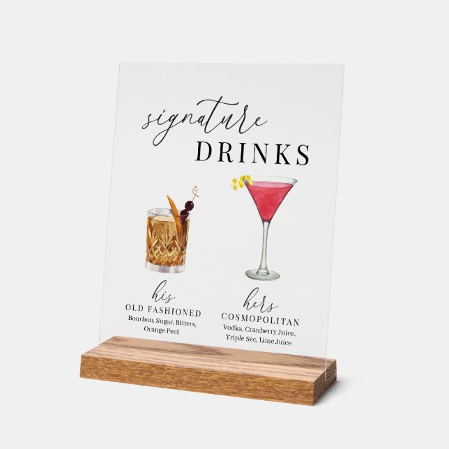 Señal Acrílica Bebidas de color acuático moderno y elegante (Ángulo)