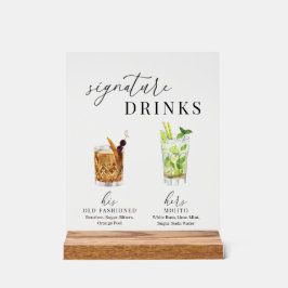 Señal Acrílica Bebidas de color acuático moderno y elegante