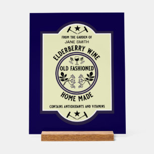 Señal Acrílica Bebidas de Elderberry caseras de personalizado