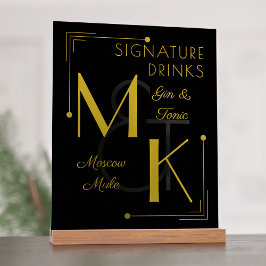 Señal Acrílica Bebidas Signature Art Deco Boda Años 20