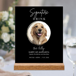 Señal Acrílica Bebidas Signature de Boda de Perro Cóctel Bar