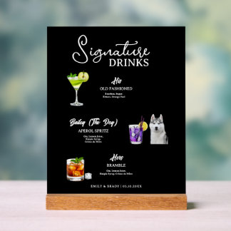 Señal Acrílica Bebidas Signature Modern Dog Bar para Mascotas de 