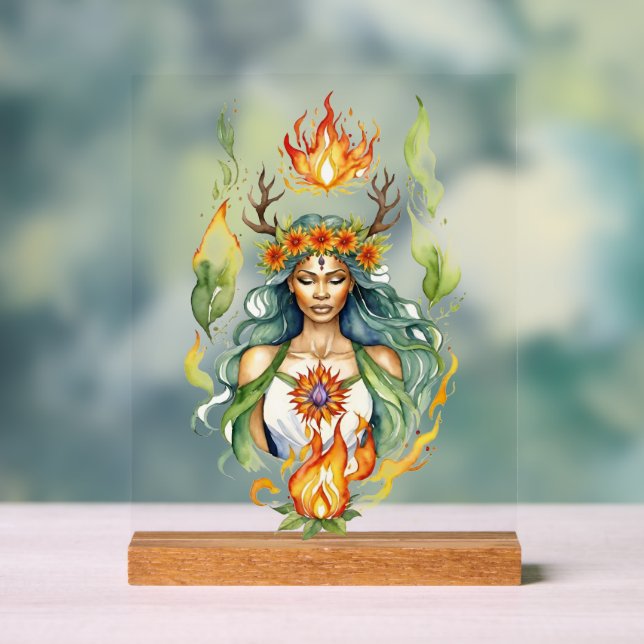 Señal Acrílica Beltane Fire Summer Goddess Floral Sabbat Altar (Neutral )