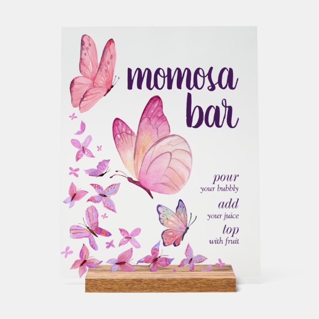 Señal Acrílica Besos de mariposa y deseos de bebé | Pink de Momos (Anverso)