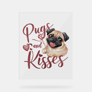Señal Acrílica Besos de perro .Pugs & Kisses Watercolor Tee