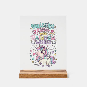 Señal Acrílica Besos de unicornio y deseos de arcoíris Uvas paste