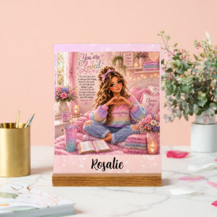Señal Acrílica Biblia cristiana para niñas de color rosa pastel a