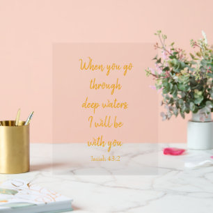 Señal Acrílica Biblia Verse Dios estará contigo en oro