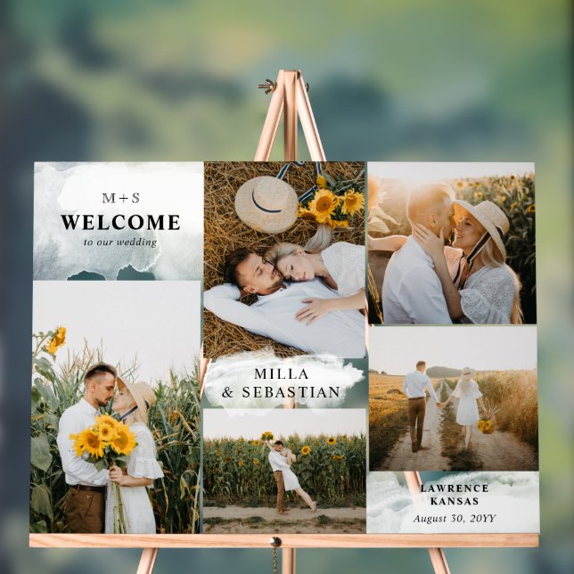 Señal Acrílica Bienvenida a 5 fotos e iniciativas modernas limpia (Neutral )