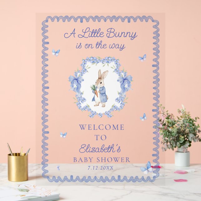 Señal Acrílica Bienvenida a Baby Shower de Cute Peter Rabbit Boy (Boda)