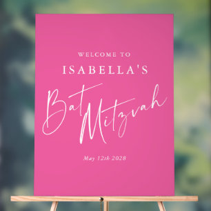 Señal Acrílica Bienvenida a Bat Mitzvah, Personalizado minimalist