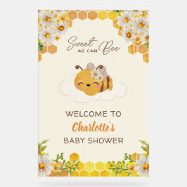 Señal Acrílica Bienvenida a Bee Baby Shower Floral Honeycomb