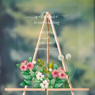 Señal Acrílica Bienvenida a Boda de acuarela de Wildflowers Periw