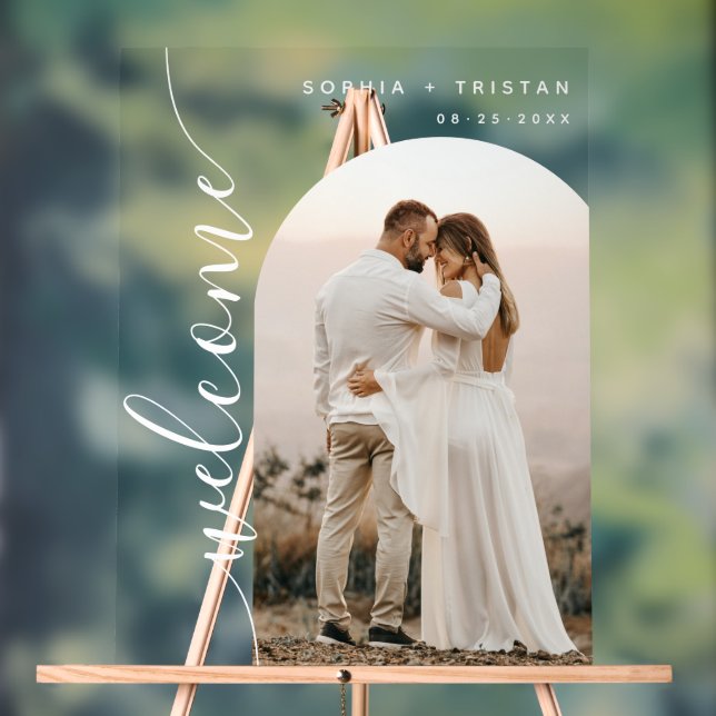 Señal Acrílica Bienvenida a Boda de arte fotográfico moderno (Neutral )