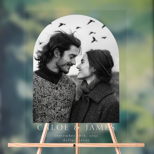 Señal Acrílica Bienvenida a Boda de arte fotográfico Personalizad (Neutral )