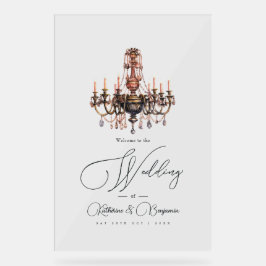 Señal Acrílica Bienvenida a Boda de candelabro estético Old Money