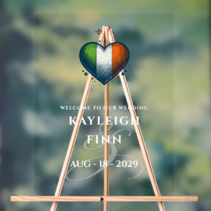 Señal Acrílica Bienvenida a Boda de Corazón Pareja de Irlanda