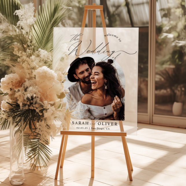 Señal Acrílica Bienvenida a Boda de escritura moderna de fotograf (Subido por el creador)