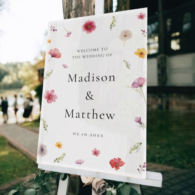 Señal Acrílica Bienvenida a Boda de Flores Silvestres (Subido por el creador)