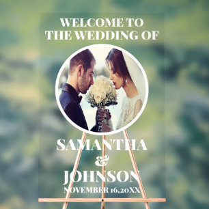Señal Acrílica Bienvenida a Boda de fotos EDITABLE moderno