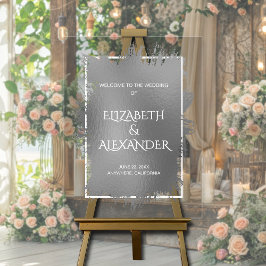 Señal Acrílica Bienvenida a Boda de moda Silver Splash