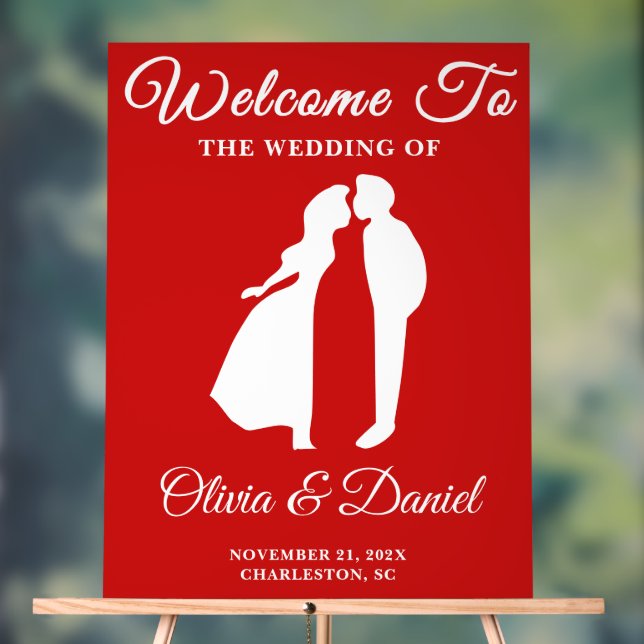 Señal Acrílica Bienvenida a Boda de Navidades manuscritos rojos (Neutral )