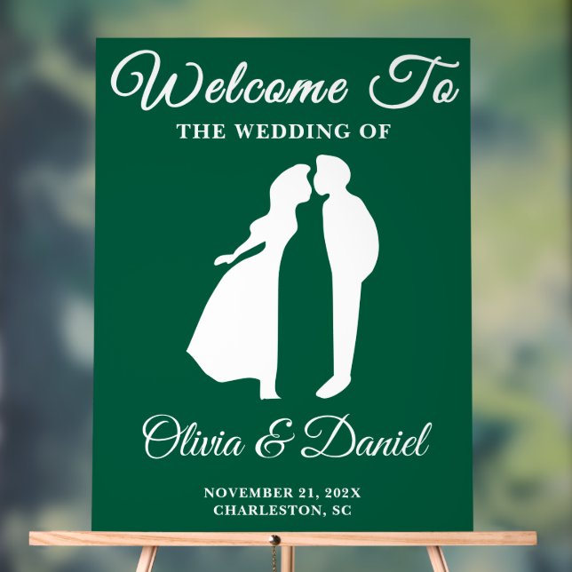 Señal Acrílica Bienvenida a Boda de Navidades manuscritos verdes (Neutral )