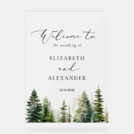 Señal Acrílica Bienvenida a Boda de pinar minimalista