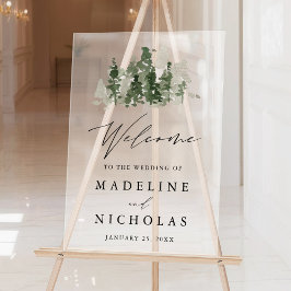 Señal Acrílica Bienvenida a Boda de selva tropical de pino