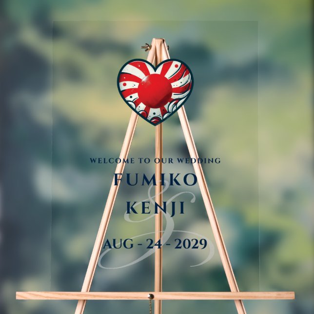Señal Acrílica Bienvenida a Boda del Corazón Pareja de Japón (Neutral )