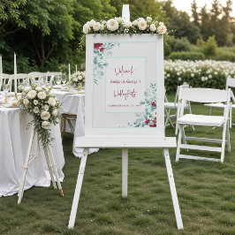 Señal Acrílica Bienvenida a Boda escarpado de eucalipto floral co