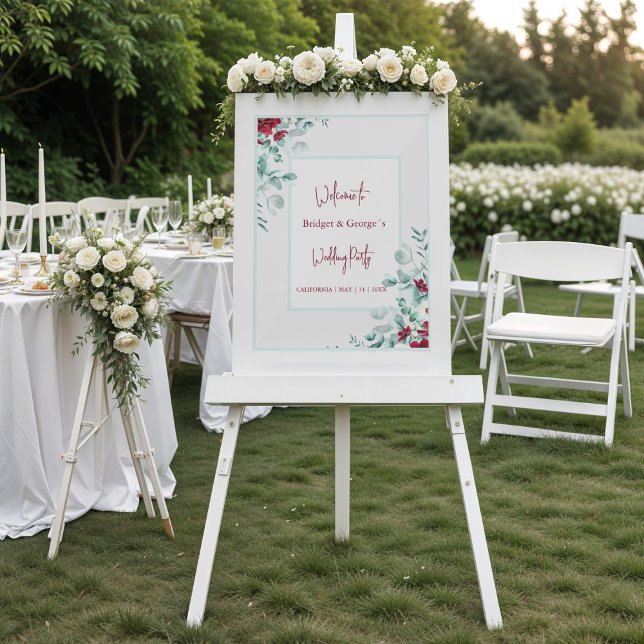 Señal Acrílica Bienvenida a Boda escarpado de eucalipto floral co (Subido por el creador)