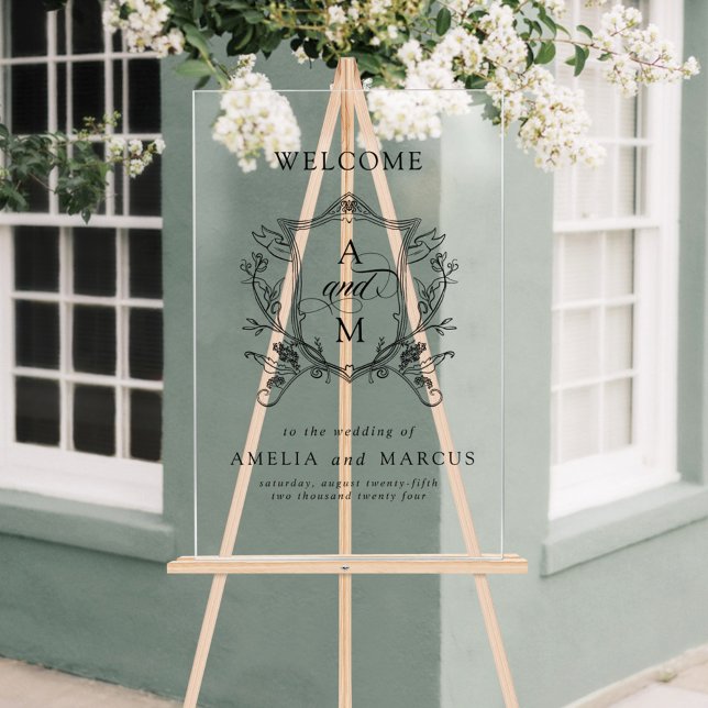 Señal Acrílica Bienvenida a Boda Escudo Vintage (Subido por el creador)