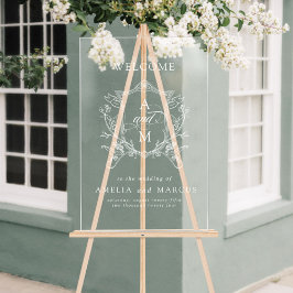 Señal Acrílica Bienvenida a Boda Escudo Vintage