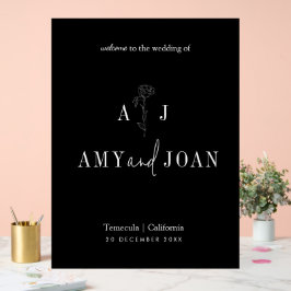 Señal Acrílica Bienvenida a Boda floral Minimalista de Moda moder