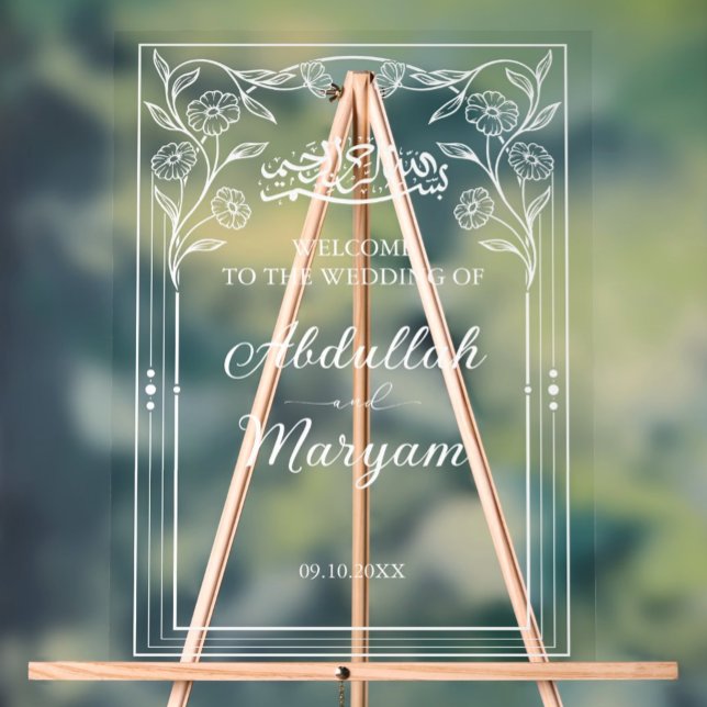 Señal Acrílica Bienvenida a Boda islámico floral musulmana (Subido por el creador)