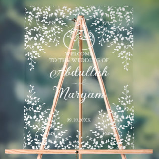 Señal Acrílica Bienvenida a Boda islámico floral musulmana modern