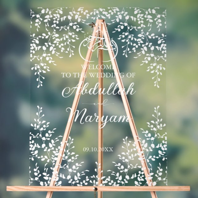 Señal Acrílica Bienvenida a Boda islámico floral musulmana modern (Subido por el creador)