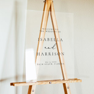 Señal Acrílica Bienvenida a Boda moderno con caligrafía elegante