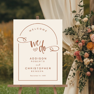 Señal Acrílica Bienvenida a Boda Moderno Terracotta Cream