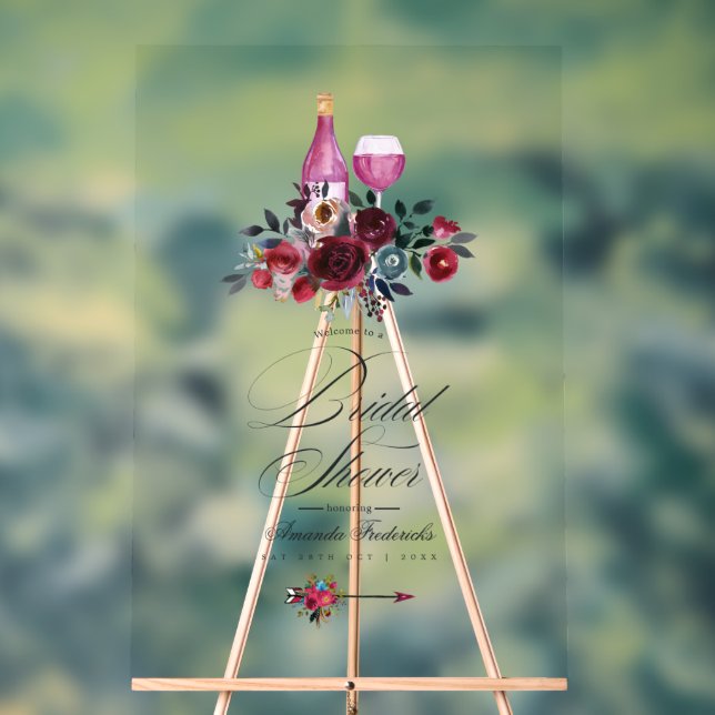 Señal Acrílica Bienvenida a Boho Borgoña y el ayuno de vino de la (Neutral )