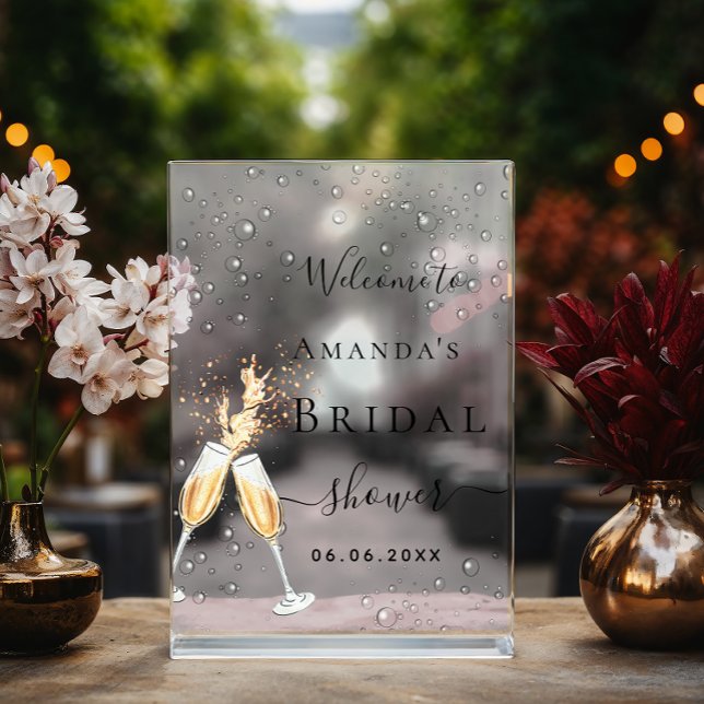 Señal Acrílica Bienvenida a Bridal Shower, brunch burbujeante (Subido por el creador)