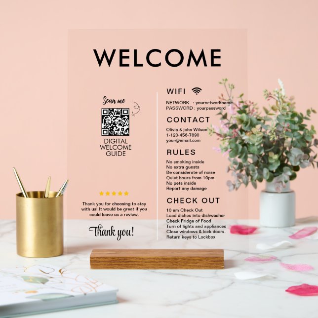 Señal Acrílica Bienvenida a casa de alquiler de vacaciones modern (Boda)