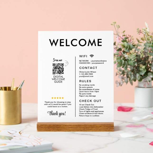 Señal Acrílica Bienvenida a casa de alquiler de vacaciones modern (Boda)