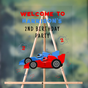 Señal Acrílica Bienvenida a dos coches de Carreras de niños de se