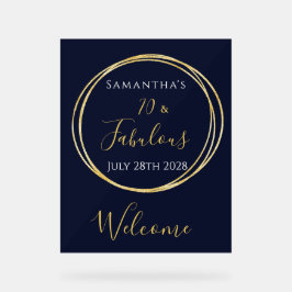 Señal Acrílica Bienvenida a fiesta de cumpleaños de oro de la Mar