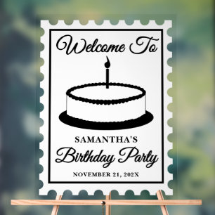 Señal Acrílica Bienvenida a fiesta de cumpleaños de sello retro