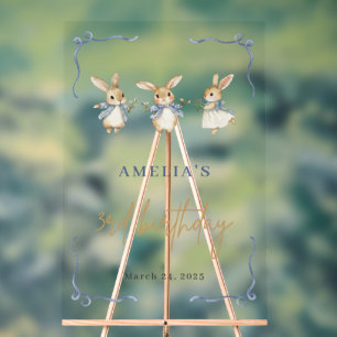 Señal Acrílica Bienvenida a Fiesta de tercer cumpleaños de la Pri