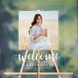 Señal Acrílica Bienvenida a guión de fiesta de graduación y 1 fot